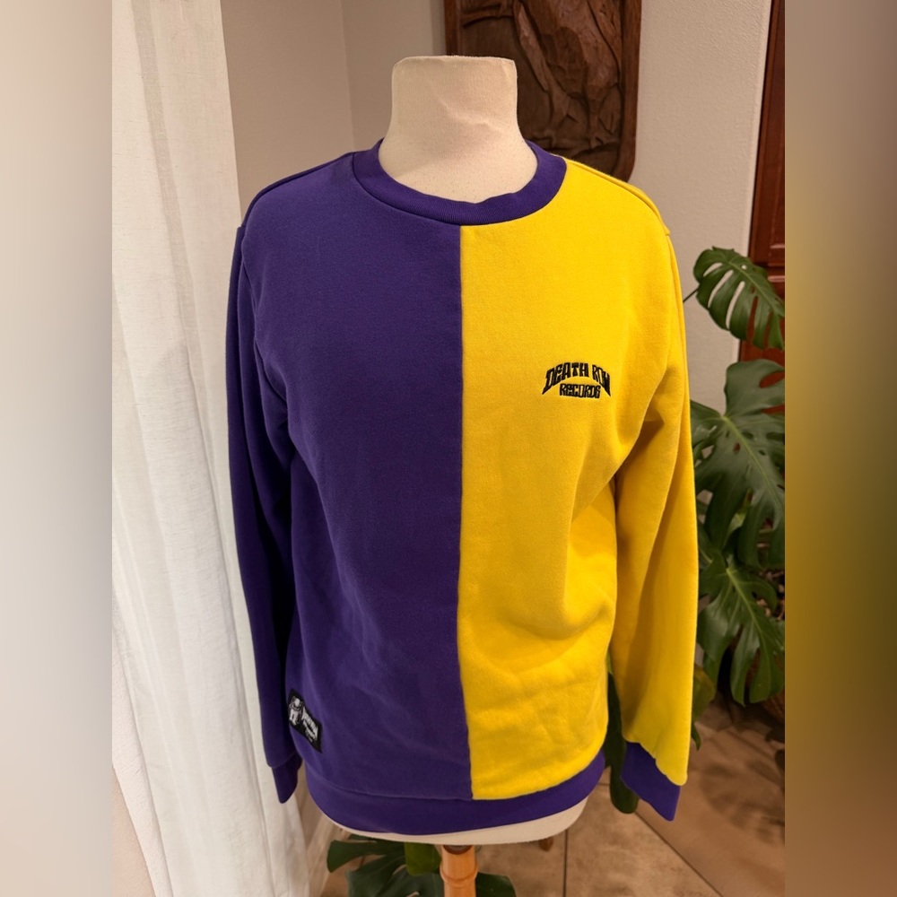 Death Row Records Purple‎ Yellow Colorblock Sweatshirt Small Hip Hop Streetwear